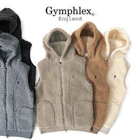 GYMPHLEX ジムフレックス フード付き ボアベスト ジップ J-0855 PL フリース メンズ レディース