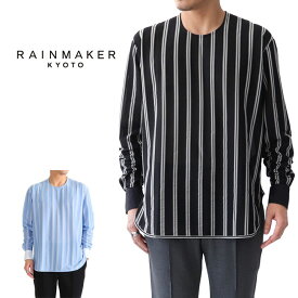 [TIME SALE] RAINMAKER レインメーカー カフス付き ストライプ ロングテールシャツ RM191-013 RM192-011 ロンT メンズ