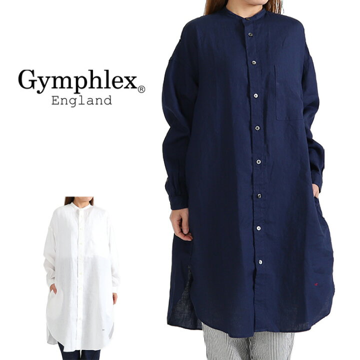 楽天市場】GYMPHLEX ジムフレックス リネンクロス バンドカラー シャツ 