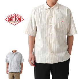 DANTON ダントン コットンポプリン ワイド ストライプ ワークシャツ JD-3609 MTP 半袖シャツ メンズ