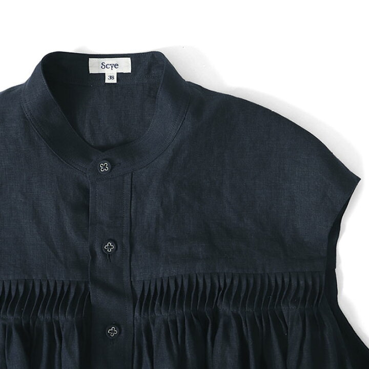 楽天市場】Scye サイ リネン ピンタック スリーブレス バンドカラー  