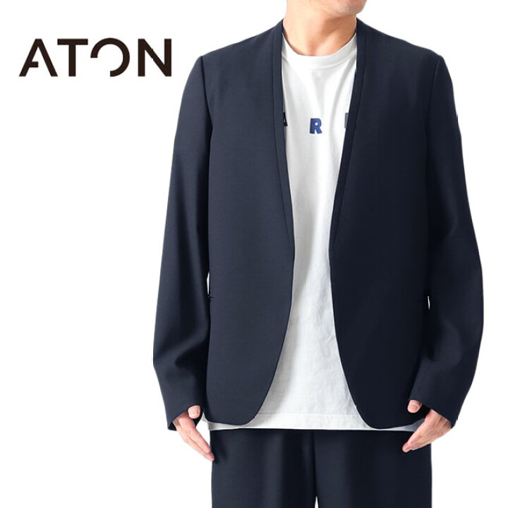 楽天市場】[SALE] ATON エイトン ピケ ノーカラー ジャケット 