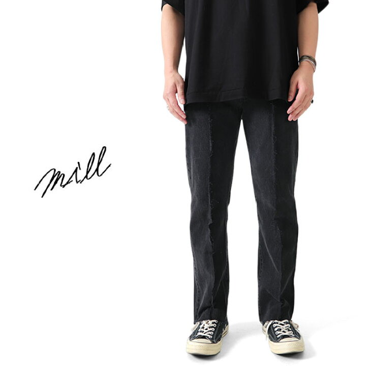 楽天市場】[TIME SALE] mill ミル リメイク ストレート ブラックデニム  