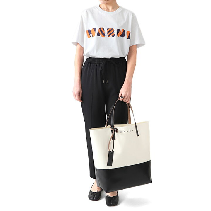 楽天市場】MARNI マルニ PVC レザー 2トーン ロゴ トートバッグ 