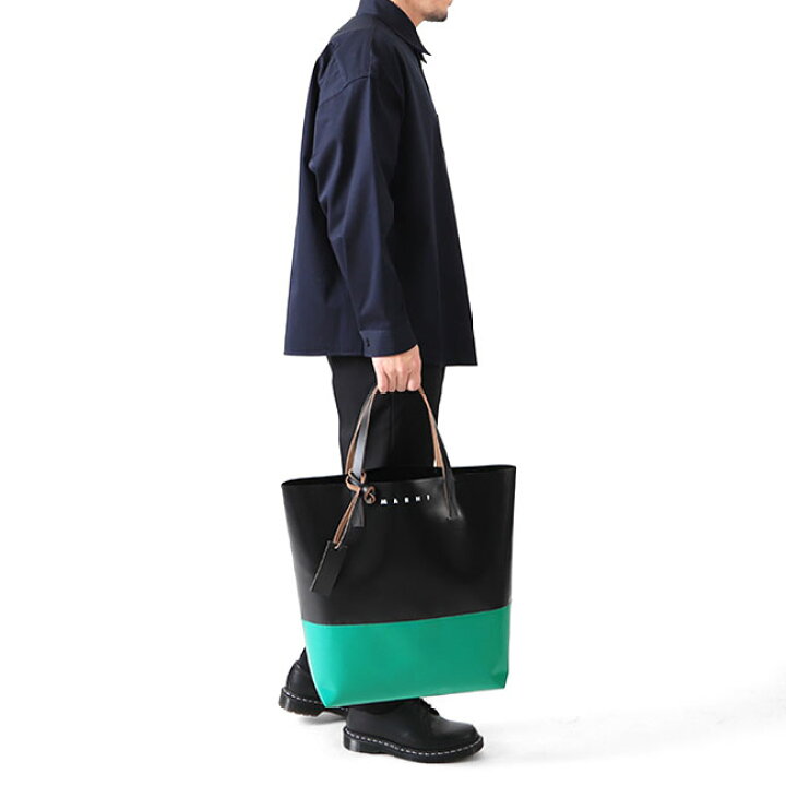 楽天市場】MARNI マルニ PVC レザー 2トーン ロゴ トートバッグ 