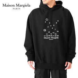 Maison Margiela メゾンマルジェラ オーバーサイズ カレンダーグラフィック ロゴ スウェットパーカー S50GU0202 S25505 黒 メンズ