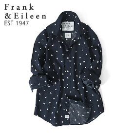 Frank&Eileen フランク&アイリーン FINBAR NWHT フィンバー ハート柄 イタリアンコットンシャツ 3620700007 総柄 長袖シャツ メンズ