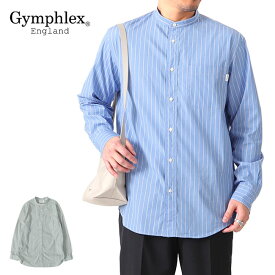 [TIME SALE] GYMPHLEX ジムフレックス ストライプ バンドカラーシャツ J-1352 MUL 長袖シャツ メンズ