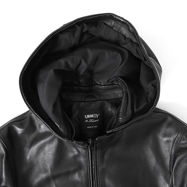 楽天市場】EMMETI エンメティ JURI HOODIE ユリ フード付き レザー 