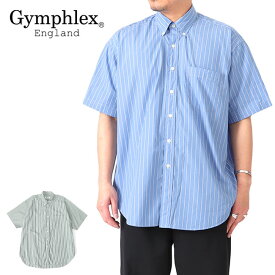 GYMPHLEX ジムフレックス ボタンダウン ストライプシャツ GY-B0157 MUL 半袖シャツ メンズ