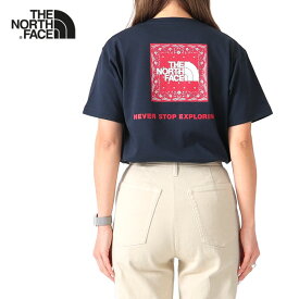 THE NORTH FACE ノースフェイス バンダナ柄 スクエア バックロゴ Tシャツ NTW32349 半袖Tシャツ レディース