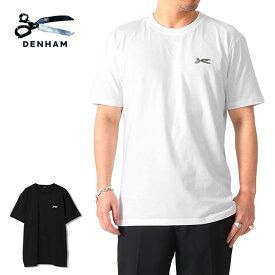 DENHAM デンハム WRIGHT REG TEE CJ シザーロゴ グラフィックTシャツ 黒 白 半袖Tシャツ メンズ