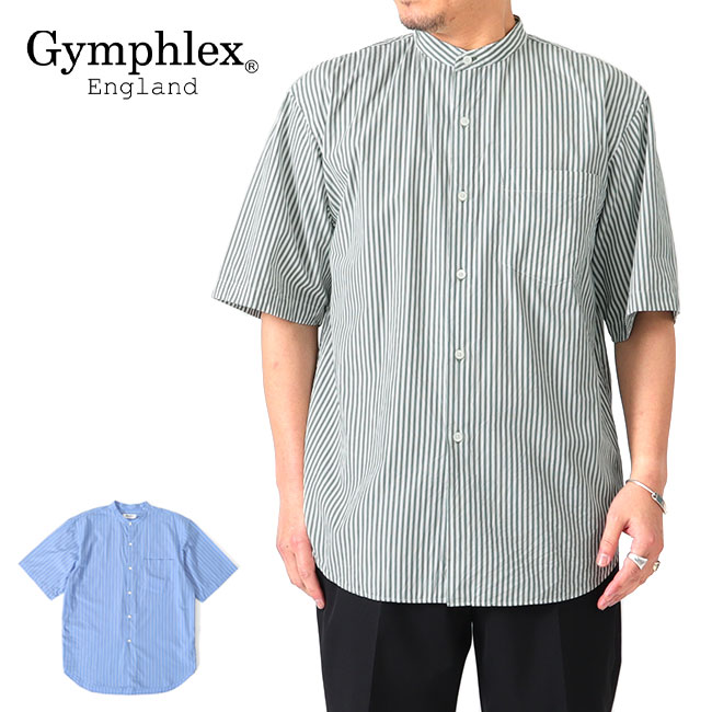 楽天市場】GYMPHLEX ジムフレックス バンドカラー ストライプシャツ GY