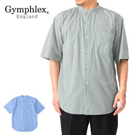 GYMPHLEX ジムフレックス バンドカラー ストライプシャツ GY-B0156 MUL 半袖シャツ メンズ