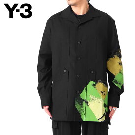 Y-3 ワイスリー グラフィックプリント ワークシャツ IP7948 黒 長袖シャツ メンズ