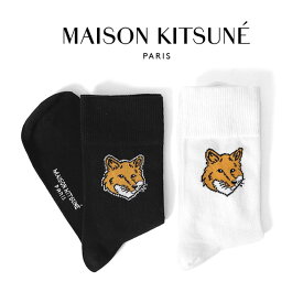 Maison Kitsune メゾンキツネ フォックスロゴソックス LM06407KT0010 LM06408KT0010 靴下 白 黒 メンズ レディース ギフト プレゼント
