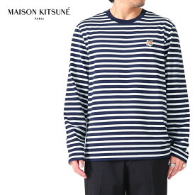 Maison Kitsune メゾンキツネ フォックスロゴ マリンボーダー ロンT LM00105KJ0044 長袖Tシャツ メンズ レディース