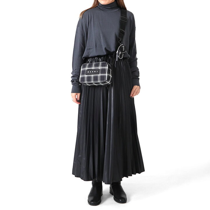 楽天市場】MARNI マルニ ミニポーチ付き モノクロチェック ナイロン  