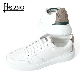 [TIME SALE] HERNO ヘルノ モノグラムヒール レザースニーカー SH001UM-SHOE6+12600W 白 シューズ メンズ