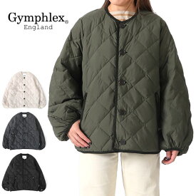 GYMPHLEX ジムフレックス キルトダウン パフスリーブ カラーレスジャケット GY-A0432 NYM ノーカラー 中綿 インナーダウン レディース