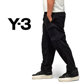 Y-3 ワイスリー ウォッシュ ツイル ベルト付き パンツ IN8716 黒 カーゴパンツ メンズ