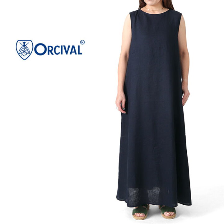 楽天市場】ORCIVAL オーシバル ノースリーブ リネン ロングワンピース 