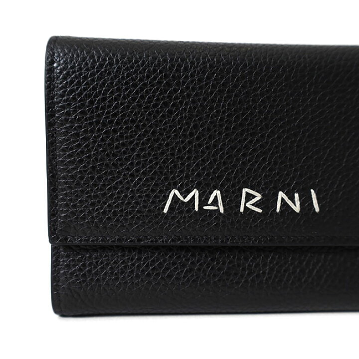 楽天市場】MARNI マルニ ロゴ刺繍 三つ折りレザーウォレット 