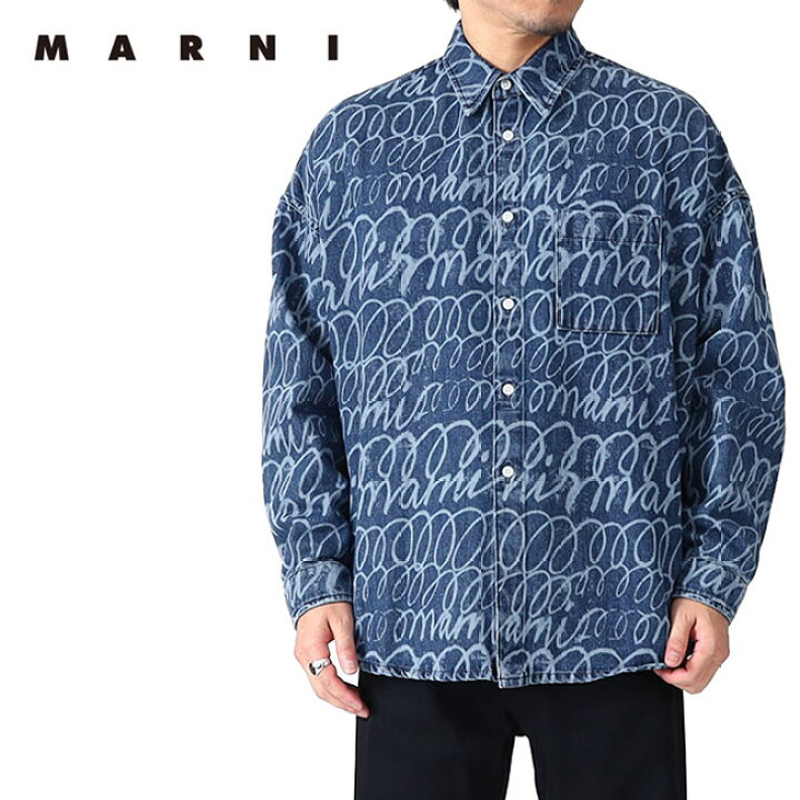 楽天市場】MARNI マルニ Marni Scribble 総柄 ブリーチ デニムシャツ  