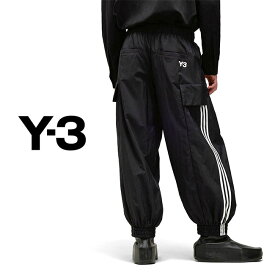 Y-3 ワイスリー ベルト付き リップストップナイロンパンツ IW7498 黒 ワイドパンツ メンズ