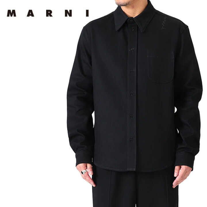 楽天市場】MARNI マルニ ロゴ刺繍 ブラックデニムシャツ CUJU0015S0  