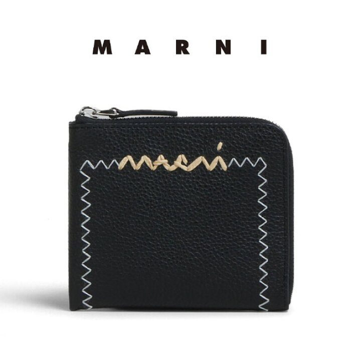 楽天市場】MARNI マルニ ロゴ刺繍 ジップアラウンド レザーウォレット 
