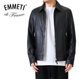 EMMETI エンメティ GIACOMO 襟付き シングル ライダースジャケット レザージャケット 黒 ブラック メンズ