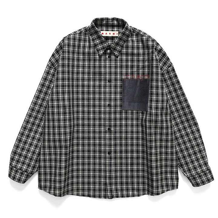 楽天市場】MARNI マルニ 胸ポケット ウール チェックシャツ CUMU0061S7