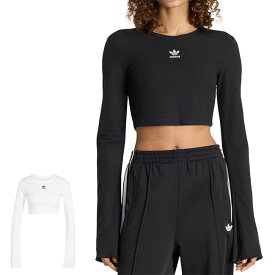 adidas originals アディダスオリジナルス エッセンシャルズ ショート丈Tシャツ KE1089 KE1092 黒 白 長袖Tシャツ レディース