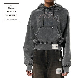 Maison MIHARA YASUHIRO ���]�� �~�n�����X�q�� BLEACHED COLLEGE PRINT HOODIE �u���[�`�h �J���b�W �v�����g �t�[�f�B B17HD551 �p�[�J�[ �u���b�N ���f�B�[�X
