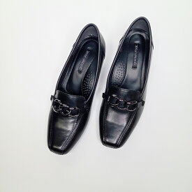 ローファー風パンプス チェーンベルト パンプス 幅広 3E 【ゴールデンフット】牛革 本革 レザー 履きやすい 歩きやすい オフィスに ギフト 贈り物 レディースシューズ 婦人靴