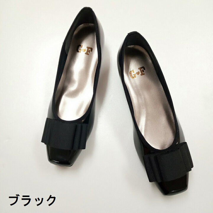 楽天市場】エナメル リボン パンプス レディース 幅広 3E 【ゴールデン 