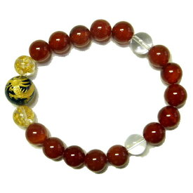 【ネコポス可★】金箔玉パワーストーンブレスレット 龍 【赤メノウ】厄除け 開運　金運　魔除け