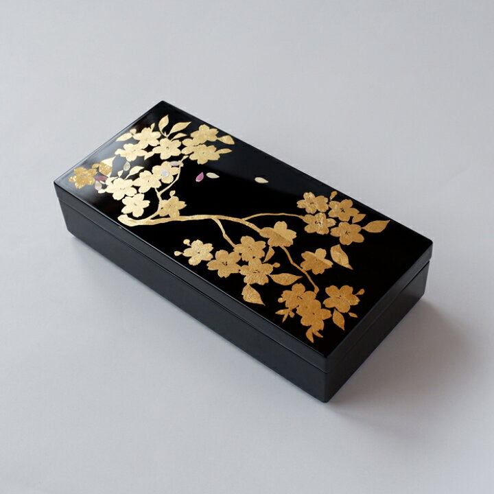 楽天市場】金箔 本漆螺鈿 長小箱 さくら アクセサリーケース 