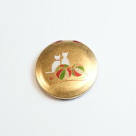 丸コンパクト 「猫とてまり」 金沢箔工芸品 漆器 ギフト包装 のし 対応 コンパクトミラー 手鏡 ミラー プ…