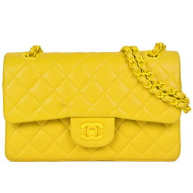 【クーポン利用で最大3万円オフ! 5/1～5/3】シャネル CHANEL マトラッセ 23 4番 ダブルチェーン ショルダーバッグ プラスチック ココ Wフラップ ラムスキン イエロー イエロー金具【中古】