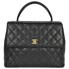 シャネル CHANEL マトラッセ ココマーク ハンドバッグ 6番(2000年製造) ブラック キャビアスキン ゴールド金具 A12397 ケリー型【中古】