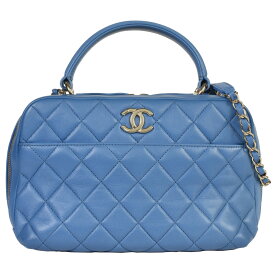 シャネル CHANEL マトラッセ ココマーク 2way ボーリングバッグ 27番(2019年製造) ハンドバッグ ショルダーバッグ ラムスキン ブルー ゴールド金具【中古】