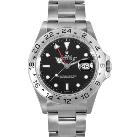 【お買い物マラソン!ポイント2倍!クーポン利用で最大3万円オフ!4/25～4/27】ロレックス ROLEX 16570 エクスプローラーII A番 腕時計 自動巻 ブラック メンズ【中古】