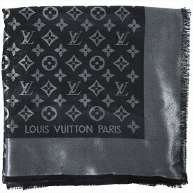 【6/1限定!ワンダフルデー当店ポイント2倍!&最大30000円Offクーポン】ルイヴィトン LOUIS VUITTON ショール シルク レーヨン ウール 142cm M75123 ノワール ユニセックス【中古】