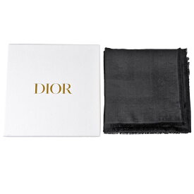 ディオール Dior ショール ウール シルク カシミア 138cm 25DOB140I160 ブラック オブリーク レディース【中古】