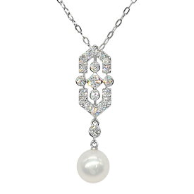 ミキモト MIKIMOTO 真珠 ネックレス ダイヤモンド 0.53ct K18WG パール 上品 レディース【中古】