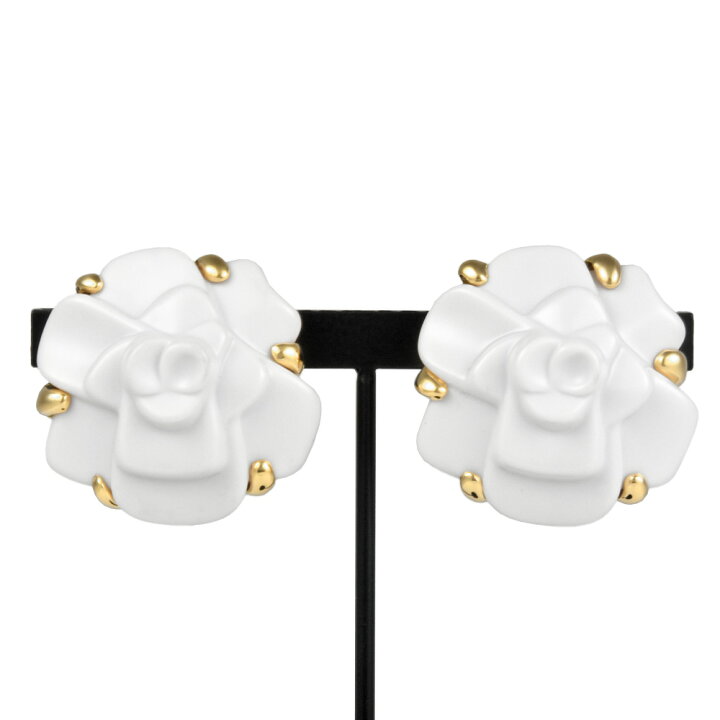 楽天市場】シャネル CHANEL カメリア イヤリング ホワイトカルセドニー 