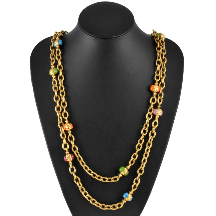 楽天市場】シャネル CHANEL ロング ネックレス 180cm 28刻印 GP 樹脂 