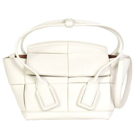 ボッテガヴェネタ BOTTEGA VENETA マキシイントレチャート ミニ アルコ ハンドバッグ 2WAY レザー 600606 ビアンコ【中古】